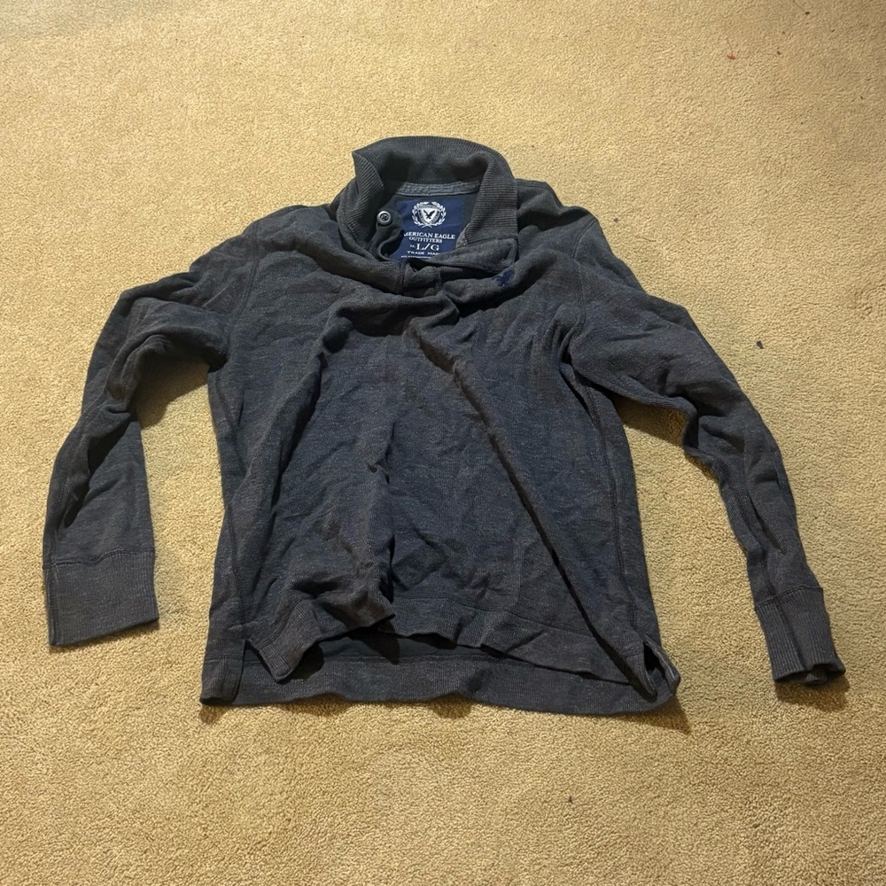American Eagle Men's Mock Neck Button Pullover Sweatshirt